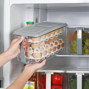 Kitchen Refrigerator Side Door Large Capacity Food <strong>Egg</strong> Storage Box Plastic Fresh-Keeping Handle Stackable <strong>Egg</strong> <strong>Rack</strong> Light Luxury - Product Image 4