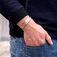 Ensemble de bijoux en cuivre pur, bracelets magnétiques en forme de cheval, bagues, énergie et santé, réglables, pour hommes, style vintage, manchette ouverte, redimensionnable
