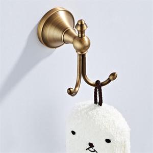 Gancho doble de pared vintage de latón dorado antiguo de alta resistencia para batas, bufandas, bolsos, sombreros, llaves y toallas - Product Image 2