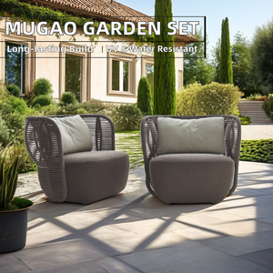 MUGAO, muebles modernos, conjunto de jardín Modular de mimbre curvo, pequeño sofá de <span class=keywords><strong>exterior</strong></span> para entretenimiento <span class=keywords><strong>Exterior</strong></span> con bambú para sala de estar - Product Image 5