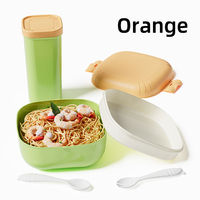 Mignonne boîte à lunch Bento en plastique à 2 couches chauffante pour micro-ondes 750ML avec bouteille d'eau étanche pour enfants