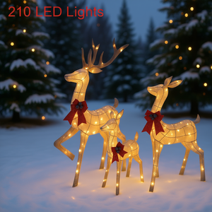 Juego de Ciervos Navideños para Exteriores con 210 Luces LED Cálidas de Hierro, Fácil Montaje, Decoración Navideña para Jardín - Product Image 2