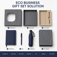 Coffret Cadeau d'Entreprise Personnalisé 2027 avec Couvercle Découpé et Boîte à Fenêtre, Carnet, Stylo, Parapluie Pliant, Emballage avec Logo OEM