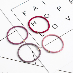 Élastique à cheveux pour femme YT, style coréen, épais, très élastique, 5,5 cm, avec petite perle dorée, en tissu coloré, style doux, usage quotidien - Product Image 5