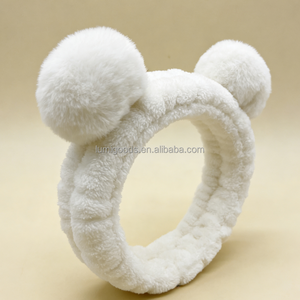 Bandeau de yoga et de fitness blanc personnalisé avec logo pour femmes et filles, en flanelle douce et polaire corail, réglable, pour le maquillage et le lavage du visage, idéal pour les soins de la peau - Product Image 2