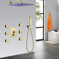 Ensemble de robinet de douche de salle de bain Affichage de la température Système thermostatique Finition laiton brossé Système de douche pluie à noyau en céramique