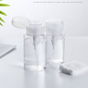 Portable Push Down Empty Lockable <b>Pump</b> <b>Dispenser</b> Clear Cosmetic Container for Nail Polish Makeup Remover <b>Pump</b> <b>Bottles</b> - Product Image 4