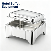 Plat de service rectangulaire en acier inoxydable de qualité alimentaire avec couvercle en verre trempé, chauffe-plat commercial pour buffet, idéal pour hôtels et mariages