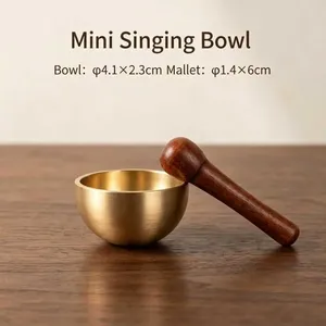 Mini bol chantant en laiton pour sonothérapie, bol sonore apaisant pour la thérapie manuelle, bol chantant en cuivre, son harmonieux de bois de santal - Product Image 4