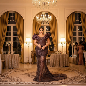 Robe corset africaine élégante de luxe pour femmes, tenue de soirée au sol pour les mariages, les réceptions pour les invités Aso Ebi - Product Image 3