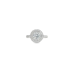 Anillo personalizable de oro blanco de 18 quilates con doble Halo, diamantes cultivados en laboratorio, montaje de banda de boda de compromiso de lujo - Product Image 2