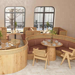 レストランカスタムデザインモダンカフェベンチ席ファストフードテーブルと椅子セットコーヒーショップ家具レストランブース - Product Image 3