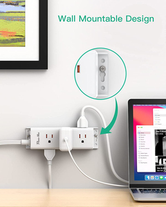 Protector de Sobretensión Mifaso para Montar en la Pared, Regleta con Múltiples Tomas de Corriente, Cable de Extensión de 9 Tomas Ampliamente Espaciadas, Enchufe de Cobre para Oficina en Casa - Product Image 5