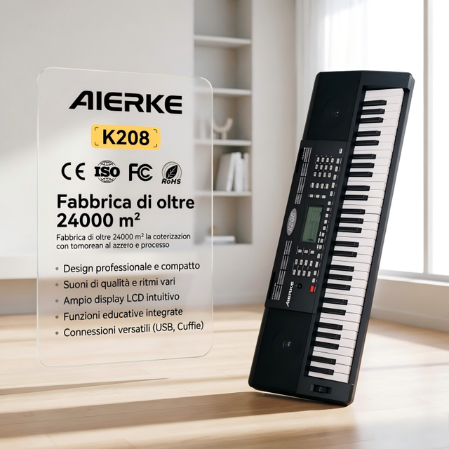 Professional Digital 61-Keys Plastic Electronic Organ Musical Keyboard Piano with USB Power Supply Multifunction Feature K208