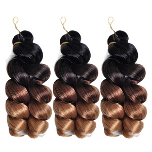 Extensions de tresses synthétiques à double trame de 12 pouces, 150g, style boucles italiennes lâches, pour tressage à la machine et au crochet - Product Image 5