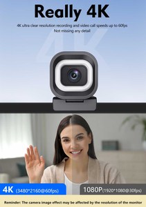 Webcam 4K avec éclairage, caméra numérique 1080p UHD, caméra en direct avec microphone, fenêtre automatique MT608, webcam de streaming 4K avec éclairage MT608 - Product Image 5