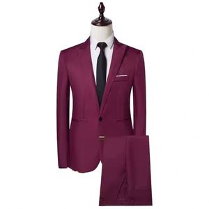 I-0499 Traje Casual de Negocios para Hombre al por Mayor, Traje Formal de Color Sólido para Hombre, Adecuado para Reuniones de Negocios - Product Image 1