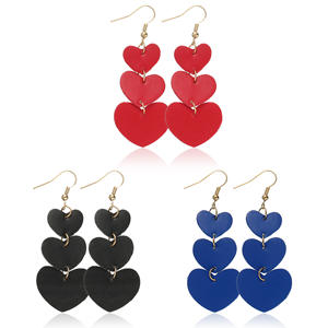 Boucles d'oreilles en similicuir tendance mode multicouche paillettes en forme de coeur en cuir pendentif boucles d'oreilles pour femmes Uionen 856 - Product Image 1