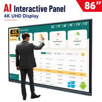 Tableau blanc interactif 4K de 86 pouces, Google EDLA, Android Smart Board, mise en miroir sans fil de l'écran pour l'apprentissage en classe intelligente
