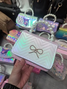 Borsa da principessa da ragazza con fiocco carino con perla cartone animato borsa a catena borsa diagonale all'ingrosso - Product Image 4