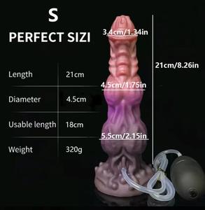 Dildo Drago Fantasy Taglia S con Eiaculazione e Getto, Dildo Alieno con 2 Grossi Nodi, Dildo Nodo di Cane Animalesco con Ventosa - Product Image 1