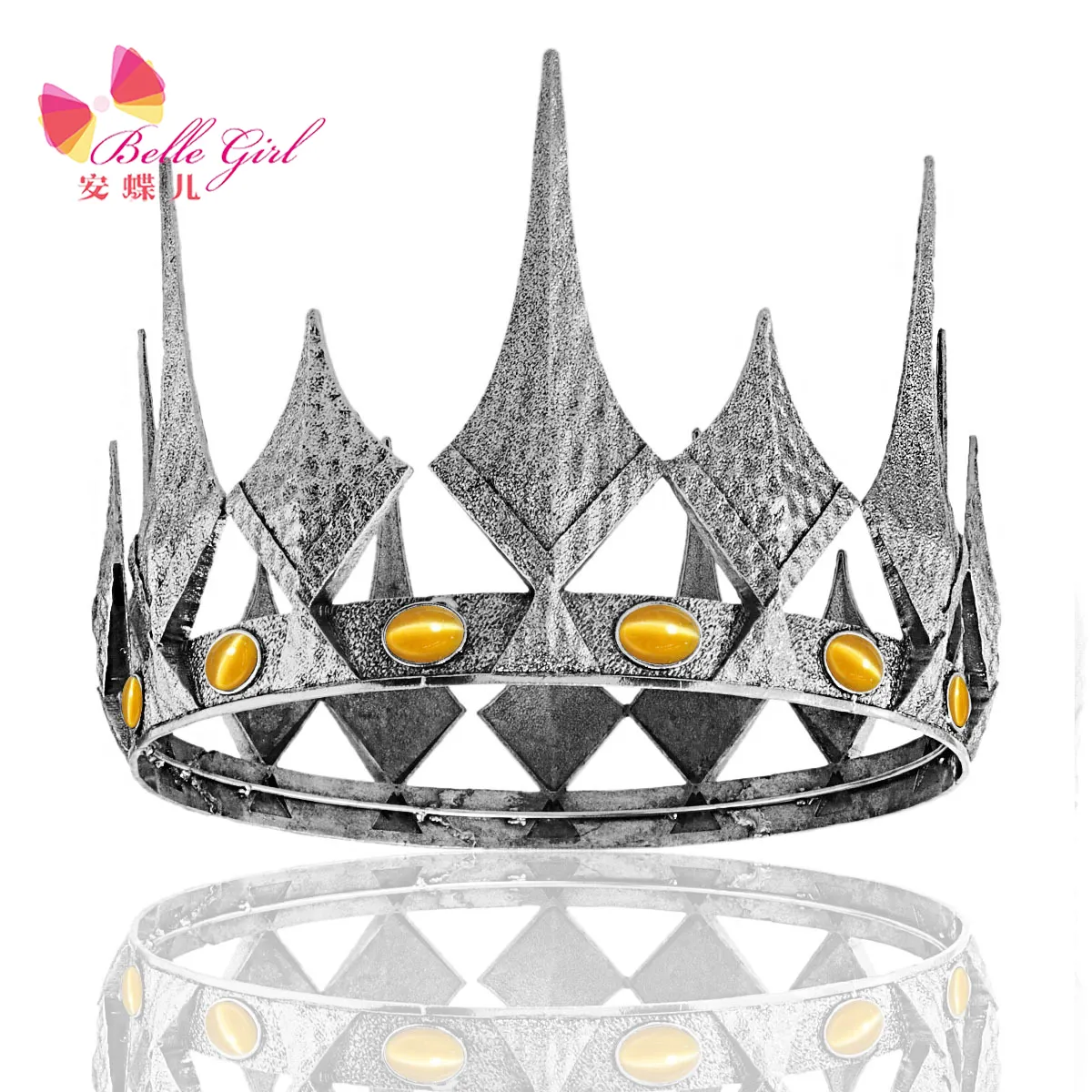 BELLEWORLD hombres mujeres rey real Corona Metal plata cristal rhinestone fiesta decoración GRAN DESFILE coronas
