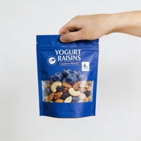 Sachet d'emballage alimentaire refermable avec fenêtre, imprimé par gravure, résistant à l'humidité, en couches PET/PA/AL, pour noix, chips, fruits secs