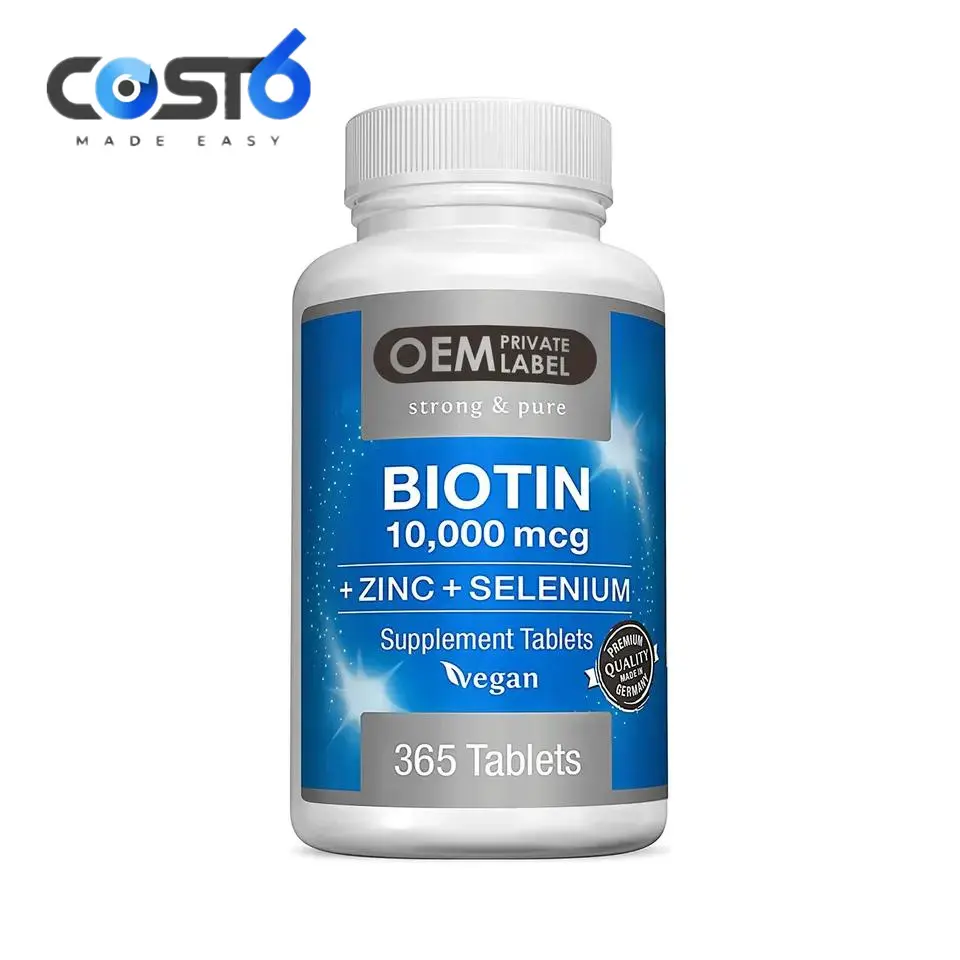 OEM Biotin Tabletten fördern gesundes Haar wachstum und Haut aufhellung Vegan Biotin 10000 mcg Mit Vitamin tabellen