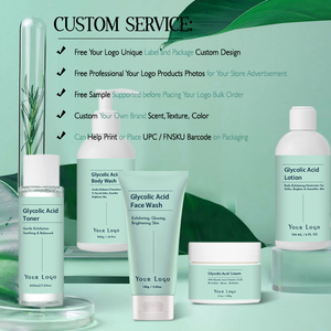 Set de Cuidado de la Piel Vegano con Ácido Glicólico de Marca Propia, Rejuvenecedor, Orgánico, Natural, Exfoliante, Lavado Facial y Corporal, Tónico, Humectante, Loción - Product Image 3