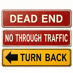 Plaque Métallique Vintage 2D Décorative Murale pour Entrée de Jardin - Panneau de Signalisation Routière 'Tirage Arrière' ou 'Accès Interdit' - Product Image 1