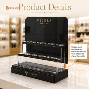 Expositor <span class=keywords><strong>de</strong></span> Perfume Acrílico Personalizado <span class=keywords><strong>de</strong></span> 8 mm, Estante <span class=keywords><strong>de</strong></span> Mostrador para Botellas <span class=keywords><strong>de</strong></span> Fragancia Pequeñas con Logotipo y Póster - Product Image 3