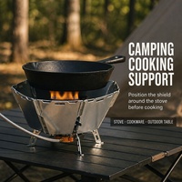 Paravent de cuisinière en acier inoxydable à six panneaux pour réchaud de camping, support de pot extérieur et équipement de cuisson