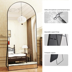<span class=keywords><strong>Specchio</strong></span> a Figura Intera <span class=keywords><strong>da</strong></span> Terra in Alluminio con Cornice ad Arco in Stile Francese, Nuovo di Zecca, Antiesplosione e Temperato HD - Product Image 3