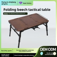 Ensemble table et chaises de camping en alliage d'aluminium, pliable, style néoclassique, mobilier d'extérieur, grain de bois noir, certifié