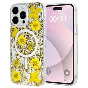 Funda Personalizada para Teléfono Móvil 16 Pro Pro Max, Resistente al Agua, con Flores Secas Prensadas Reales, Magnética, Hecha <span class=keywords><strong>a</strong></span> Mano, con Purpurina, TPU+PC - Product Image 5
