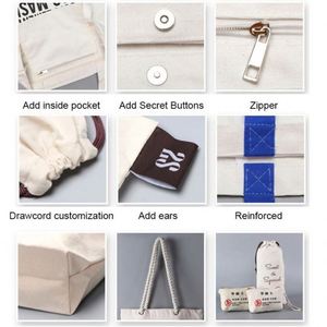 Bolsa de Compras Personalizable, Reciclada, Reutilizable, de Tela Bordada, Náutica, para Mujer, de Lona de Algodón, con Logotipo Impreso - Product Image 6