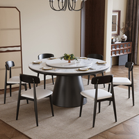 Table à manger extensible vintage du milieu du siècle en bois de frêne blanc avec 4 chaises et plateau tournant pour appartement, hôtel, villa