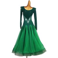 Vente chaude bonne qualité en gros robes de danse de compétition de salon vert royal
