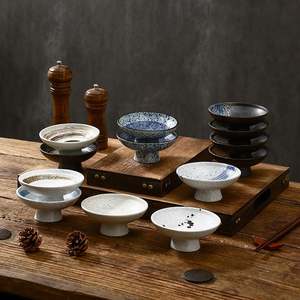 Assiette en céramique rétro japonaise à pieds hauts Assiette de luxe pour mariage Mini <span class=keywords><strong>fruits</strong></span> secs Thé Vaisselle créative Lovely - Product Image 2