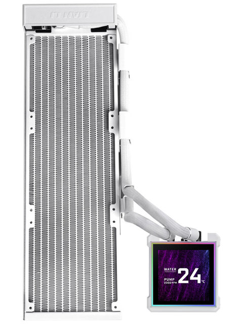 LIAN LI HydroShift II 360 Fan Less AIO Water Cooler Square LCD Hidden Side Tubing CPU Cooler for Gaming PC