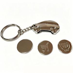 Luxury Supermarket Shopping Cart Chip Custom Logo Design Metal Keyring Trolley Token Coin Keychain Key Chain - Product Image 2