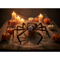 Grande araignée-loup d'Halloween de 2 m avec minuterie et yeux lumineux pour la décoration de maison hantée ou de bar