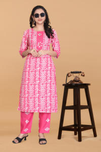 Conjunto de kurta rosa estampada de alta demanda, marca Magic, cuello redondo, fabricante de ropa ecológica para mujer, tallas S a 3XL - Product Image 2