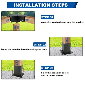 Kit de supports de pergola 4'' x 4'' 90 °   Support d'angle et base de poteau en acier robuste pour pergola, idéal pour patio et terrasse - Product Image 5