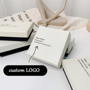 Custom Logo Modern Paper Jewelry <b>Case</b> Rectangle Lid and Base Gift Box with Gift Bag for Rings Necklace <b>Earrings</b> - Product Image 3