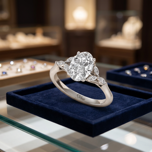 Anillo de Diamante Cultivado en Laboratorio con Corte Oval y Marquise, Plata de Ley 925, Oro de 9K, 14K, 18K, Anillo de Compromiso y Joyería Fina para Mujer - Product Image 1