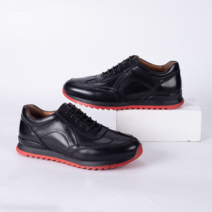 Men Genuine Leather <b>Round</b> Toe Lace-up Casual Shoes With <b>Cushioned</b> EVA Midsole Rubber Outsole All Seasons - Product Image 2