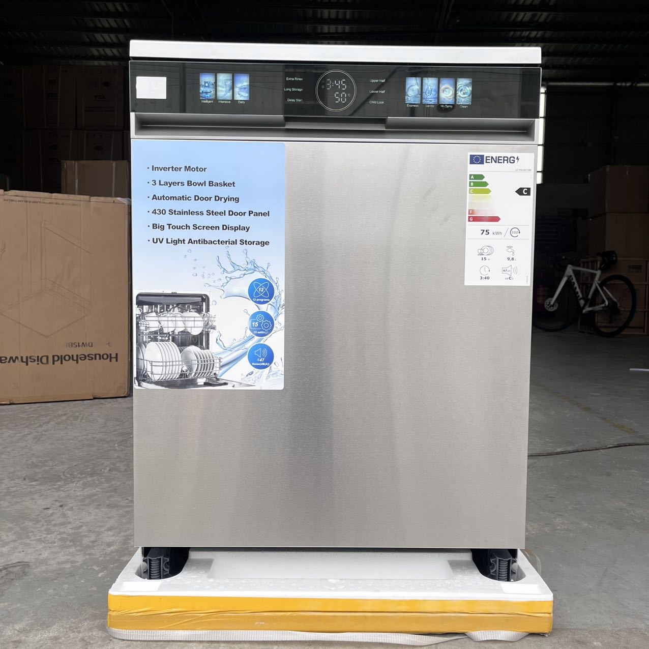Commercial Automatic Smart Dishwasher with Digital Display Touch Controlled Low-noise Dishwasher with Sterilization Function