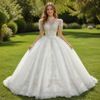 Robes de mariée Jancember XS309 Princess à manches courtes, col carré, motif en dentelle