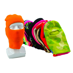 Pasamontañas de Acrílico Personalizado con 1 Orificio, Cubre Rostro Completo, Bordado, Diseño Tejido, Máscara de Esquí, Cagoule, Máscara Ninja, Negro - Product Image 3
